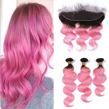 Amazon Com Ruma Hair 1b Pink Dark Root Ombre Human Hair