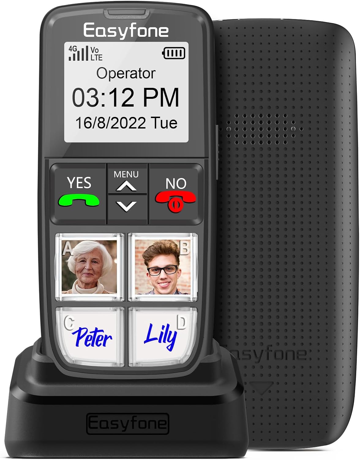 Easyfone Prime-T6 4G Picture Button Cell Phone for Seniors | Easy-to-use | Clear Sound | SOS Button | Easy Charging Dock | SIM Card Included | Suitable for Dementia, Alzheimer's and Kids