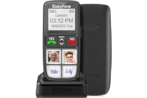 Easyfone T6 4G Téléphone portable senior le plus facile à utiliser | 4 grands boutons de numérotation d'image directe | son c