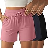 Neer 3 Pack Women's Plus Size Sweat Shorts, Drawstring Lounge Shorts Casual Summer Lightweight Soft Shorts with Pockets