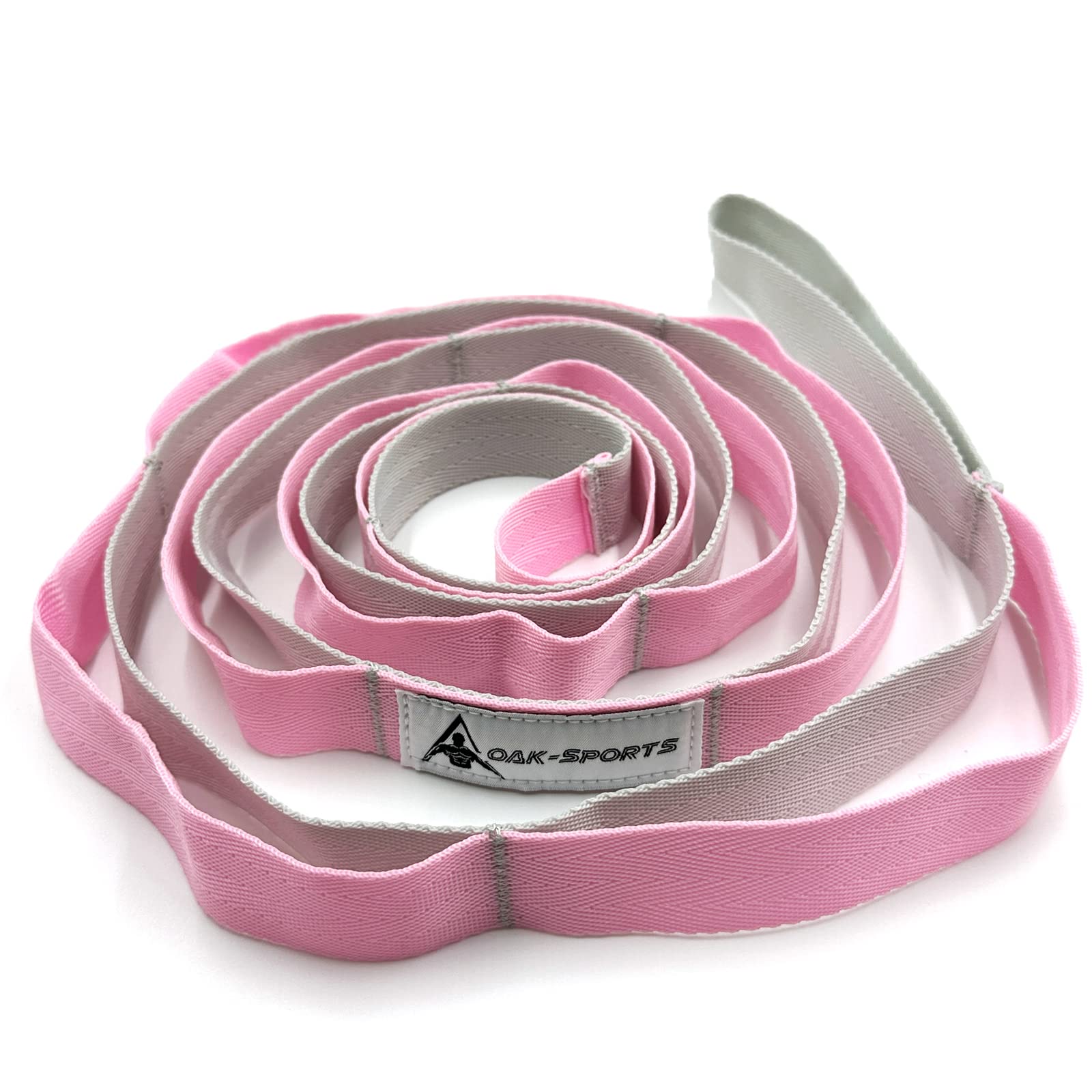 Photo 1 of Stretching Strap Yoga Strap with Loops, Stretch Straps for Physical Therapy, Non-Elastic Exercise Strap for Pilates, Dance and Gymnastics with Workout Guide (Pink/Light Gray)