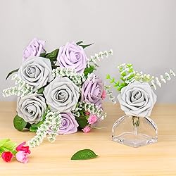 Artificial Flowers 25pcs Real Looking Grey Foam