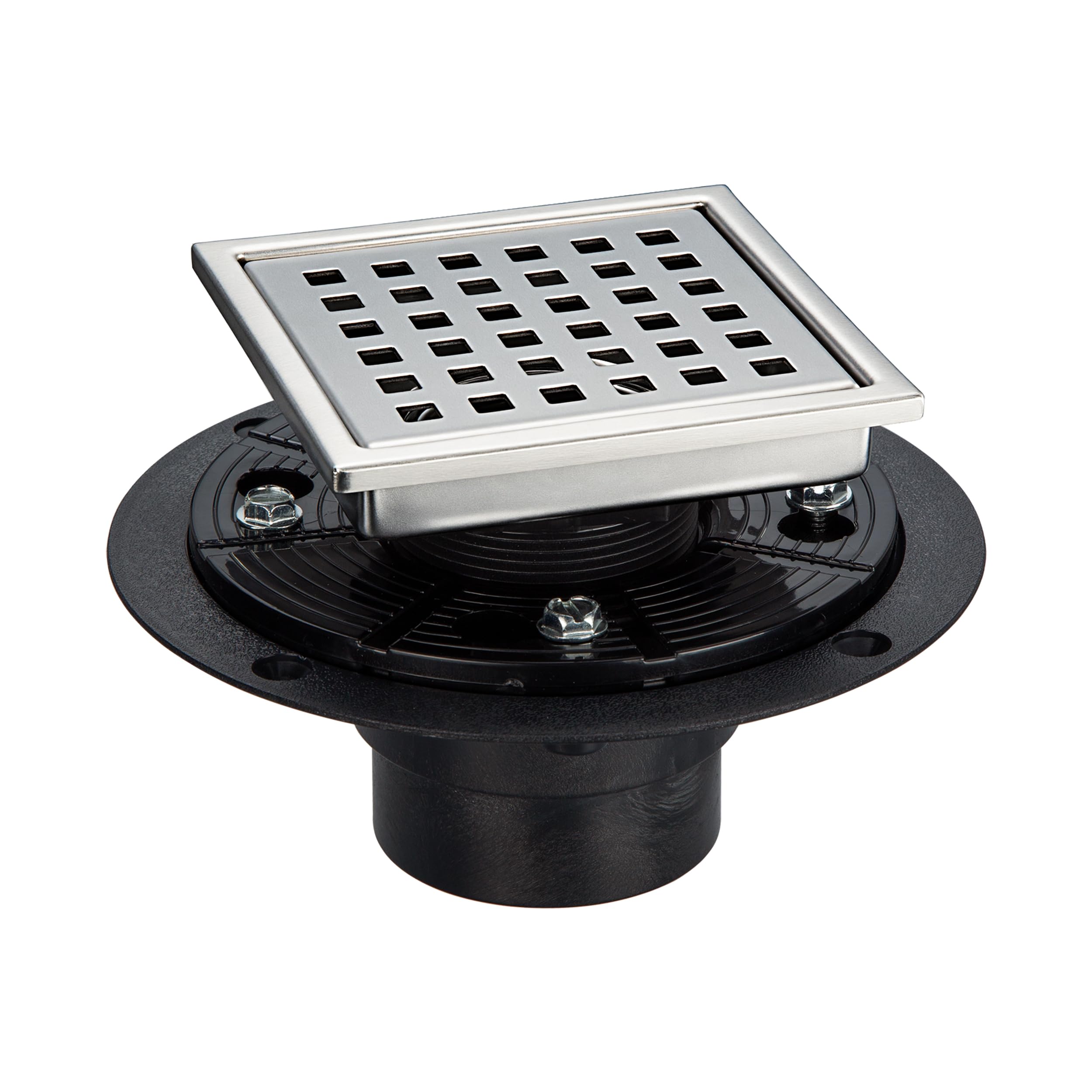 Photo 1 of *silver top gold bottom * WEBANG 4 Inch Square Shower Floor Drain with Flange,Quadrato Pattern Grate Removable,Food-Grade SUS 304 Stainless Steel,Watermark&CUPC Certified,Brushed