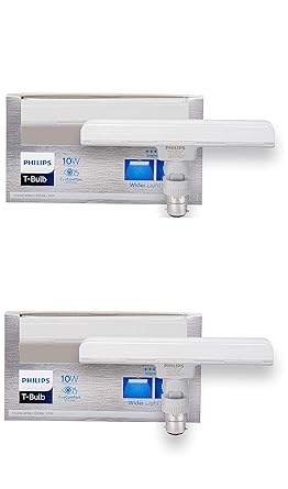 Philips T Bulb 10 Watt LED Bulb, Base B22 Silver (Cool Daylight, Pack of 2)