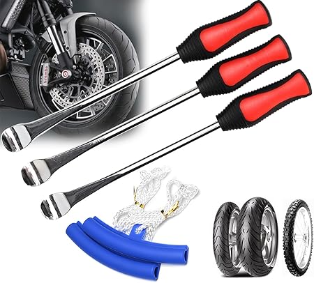 Amazon タイヤレバー 295mm タイヤレバー3本 リムプロテクター2本 バイク タイヤレバー 自転車 タイヤ交換 タイヤツール リムプロテクター セット ホイール交換 ホイール脱着 タイヤレバー 車 バイク工具 樹脂ラバーグリップ タイヤ交換 タイヤ削除エッジ保護 ブルー