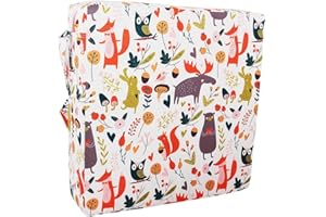 Sunmall Dining Chair Heightening Cushion Portable Dismountable Adjustable Highchair Booster for Baby Toddler Kids Infant Washable Thick Chair Seat Pad Mat (White Animal)