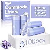 100 Pcs Bedside Commode Liners with Absorbent Pads, Tear-Free Leak-Proof Lavender Scented Commode Liners and Pads, Odor-Free Portable Toilet Liners & Potty Chair Bags for Disposable Adult, Bedpan