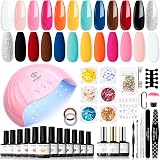 Modelones Gel Nail Kit 12 Colors 48W Lamp Glossy Matte Top Base Coat Tools view 1