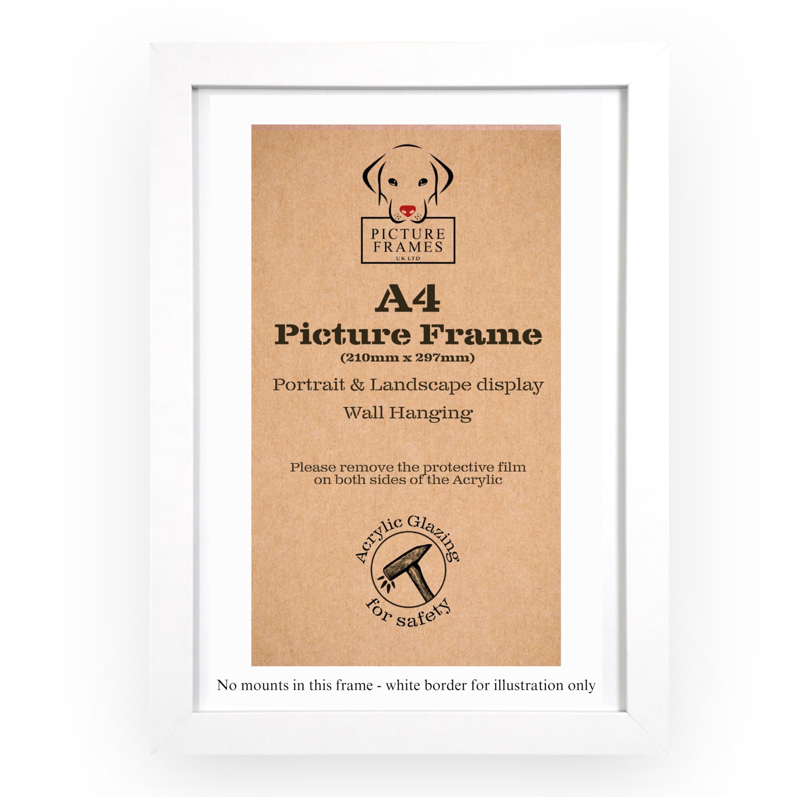 A4 White Picture Frame – Wall Hanging or Freestanding Portrait or Landscape Display, Premium White Photo Frame - A4 Certificate Frame / 21x29.7cm Frame