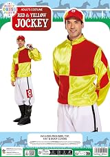 HENBRANDT Adult Men’s Red Yellow Horse Jockey Outfit with Peak Cap view 5