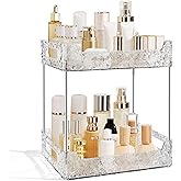 TENDER EPOCH 2-Tier Bathroom Counter Organizer Countertop Storage, Dresser Organizer Vanity Tray for Makeup, Perfume Organizer Cosmetics Skincare Shelf - Clear