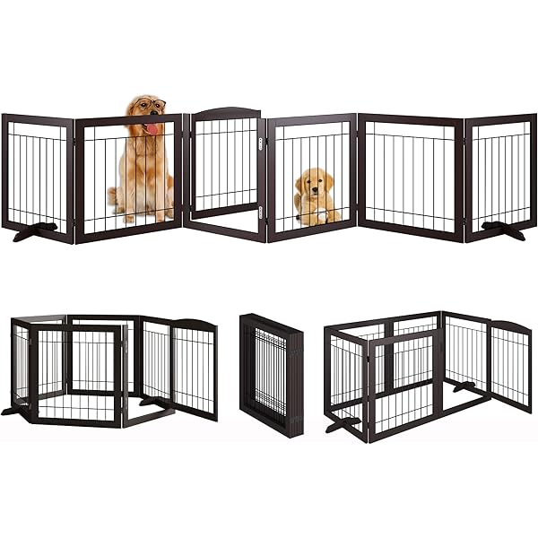 Arf Pets Free Standing Wood Dog Gate With Walk Through Door atelier
