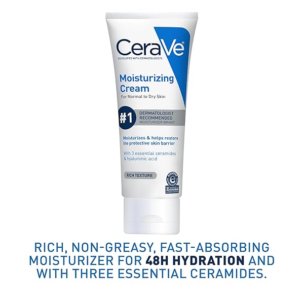 CERAVE MOISTURIZING CREAM, FACE BODY MOISTURIZER, NORMAL TO DRY SKIN, 8 FL OZ