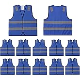 Lavori-AK Blue Safety Vests 10 Pack - Reflective High Visibility Construction ANSI Class 2 Work Vests for Men,Woman,Hi Vis Mesh and Neon Silver Strip