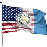 USA Guatemala Flag 3x5 Ft Flag 3x5 Feet Nylon Guatemalan Flag - 2 Brass Grommets Outdoor Indoor 3x5 Foot Flags