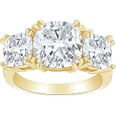 Houston Diamond District 0.5 to 5 Carat IGI Certified LAB Grown 3 Stone 14K Yellow Gold Round Diamond Engagement Ring (D-E Color, VS1-VS2 Clarity)