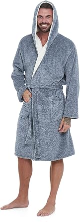 mens navy dressing gown with hood