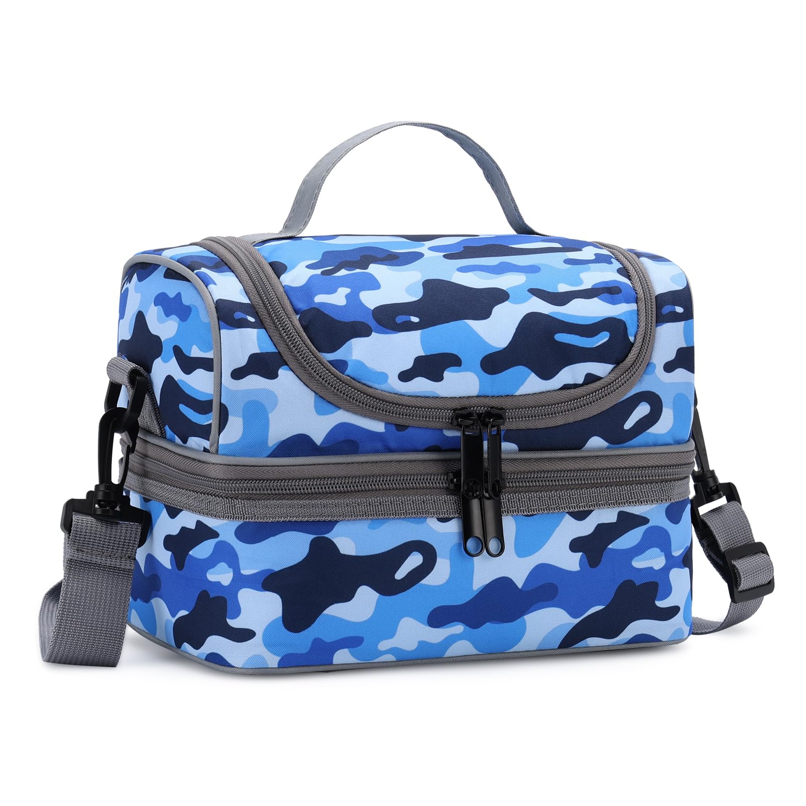 Lunch Bag for Kids,ChaseChic Insulated Lunch Boxes Bag Lightweight Water-Resistant Cooler Bag for Boys Girls in Dual Compartment Leak-Proof Lunch Organizer Blue Camouflage