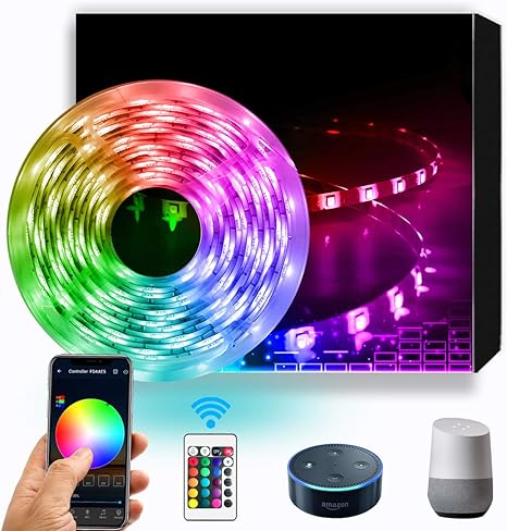 daybetter tira de luces led luces led inteligentes de 16 4 pies 5050 rgb 150 led cambio de color controlado por la aplicacion del telefono