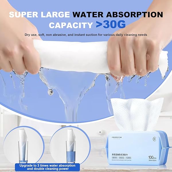 100 COUNT DISPOSABLE FACE TOWEL,SOFT COTTON FACIAL DRY WIPES, MULTI-PURPOSE FOR SKIN CARE, MAKEUP REMOVER, FACE WIPES AND FACIAL CLEANSING