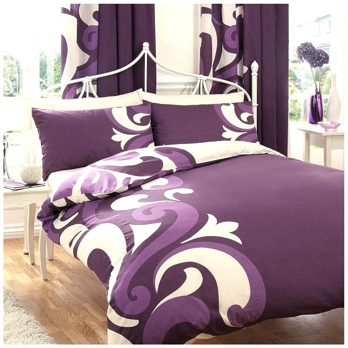 GC GAVENO CAVAILIA Printed Duvet Cover and Pillowcase - Flower Bedding Single Bed Set - Berry Bed Sets