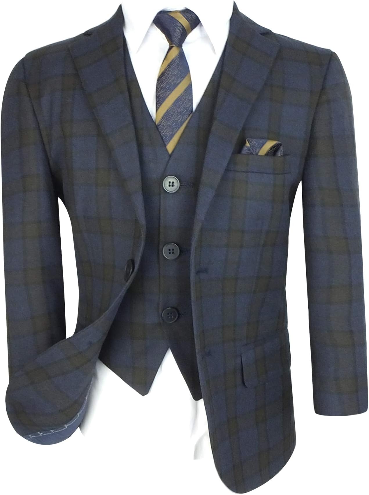 Boys Tailored Fit English Check Suits