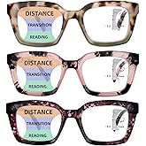 HIYANJN 3 Pack Progressive Multifocal Reading Glasses for Women Men Oprah style Blue Light Blocking Spring Hinger Readers 2.00
