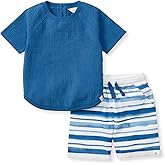 Burt's Bees Baby Boys Shirt and Pant Set, Top & Shorts Outfit Bundle, 100% Organic Cotton