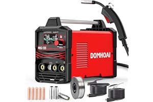 DOMHOAI MIG Welder 110V, 135A Flux Core MIG Welder/Lift TIG/Stick 3-in-1 Welding Machine with [Large LED Display] and Synergy, IGBT Inverter Welder and Portable Gasless Welder Equipment