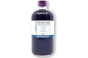True Colloidal Gold (100 ppm) - 99.99+% Purity - 500 mL (16.9 Fl Oz) in a Clear Glass Bottle