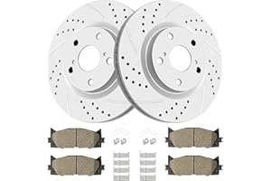 ACINOPARTS Front Drilled and Slotted Brake Rotors Ceramic Brake Pads Brake Kit Replacement for Toyota Avalon Camry Lexus ES300h ES350