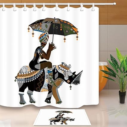 Amazon Com African Women Holding Umbrella Decor Shower Curtains