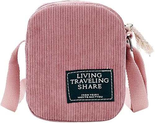 Amazon Lucaso レディース ショルダーバッグ コーデュロイ生地 シンプル 縦型 森ガール 小さめ 斜め掛けバッグ 可愛い カジュアル おしゃれ 上品 ポシェット お財布 かばん 通勤 通学 旅行 お出かけ 普段着 スマホ 小銭入れ お呼ばれ ショッピング ピンク Lucaso 新着