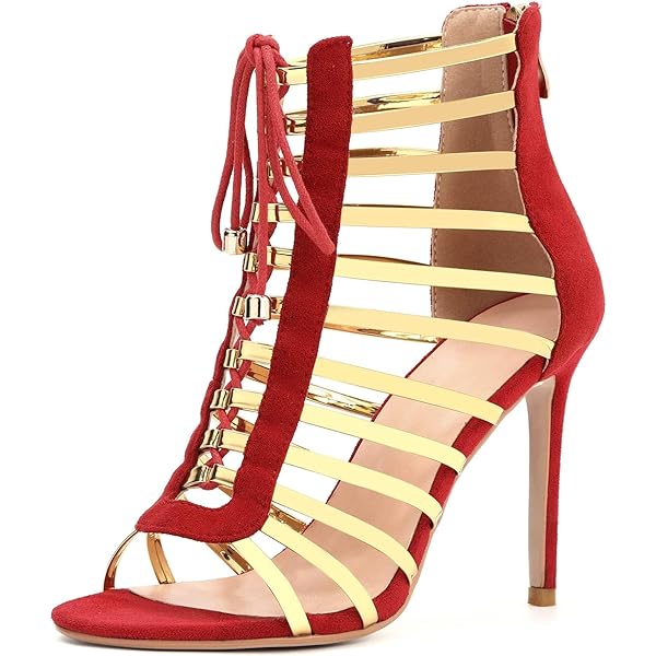 Allegra K Women's Burgundy Platform Gladiator Sandals - Stiletto Heel, Strappy With Back Zipper, Size 6 9 thumbnail image