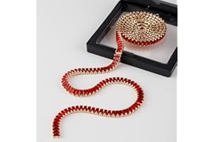 YoungJewl 1 Yards Zircon Rhinestones Close Chain Beaded Crystal Trim by The Yard for Sewing Craft DIY Decoration（7X3MM Red）