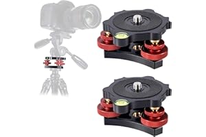 Gosknor 2pcs Tripod Leveling Base, Aluminum Alloy Camera Leveler Tripod Leveler 3 Axis Tri-Wheel Head 3/8" Thread +/-5° Preci