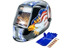 JustHot Large Viewing Welding Helmet 4 Arc Sensor Welding Hood 3.94"x3.15" True Color Solar Powered Welding Mask 1/1/1/1 Optical Clarity Wide Shade 5-9/9-13 Welding Hood (JH-WD02)