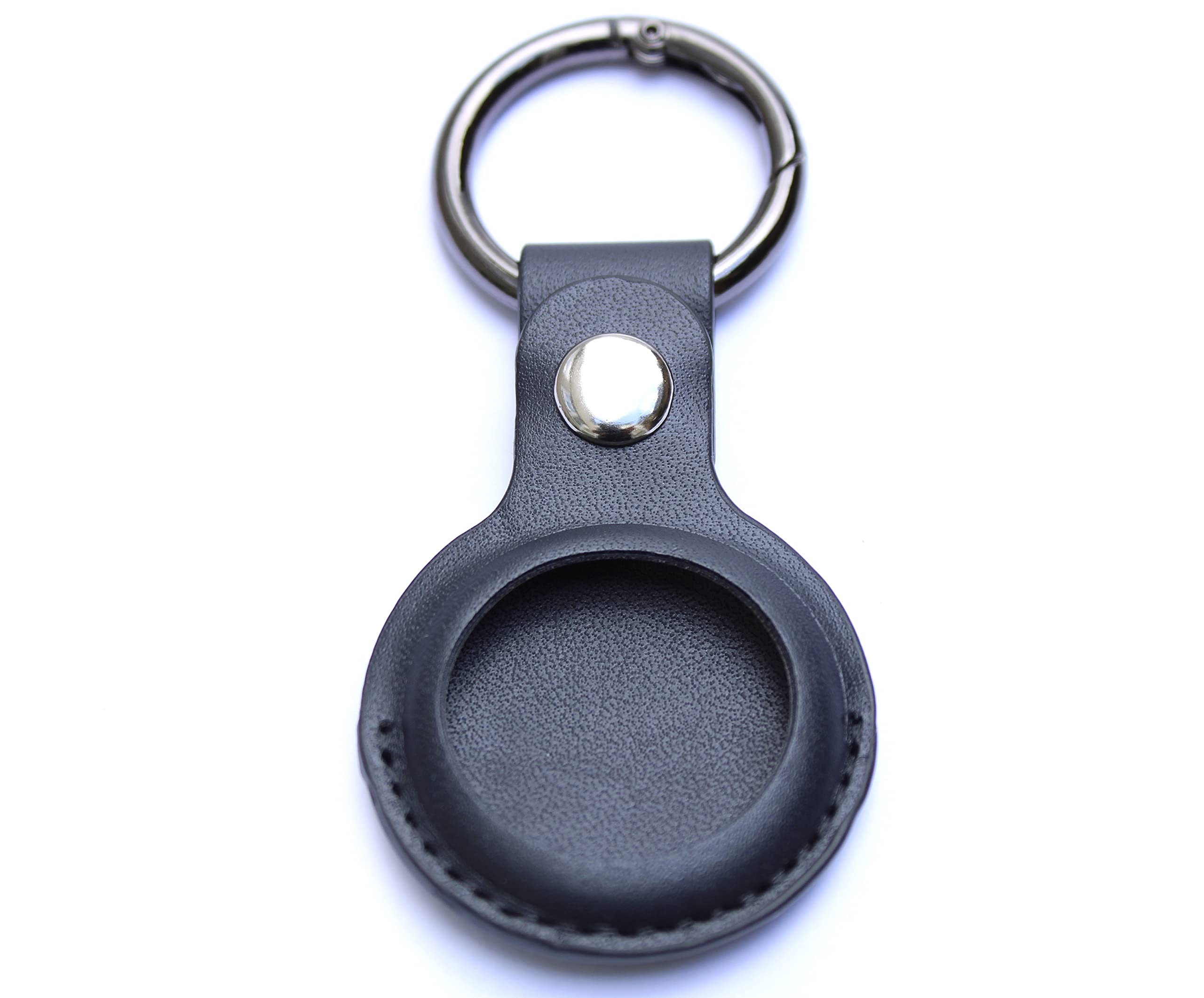 PU Leather Tracker Keyring Case with Hook – Compatible with Apple AirTag – Secure Bluetooth Tracker Holder for Keys, Bags, Luggage, Pets, and Bikes