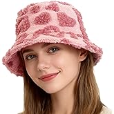Skdgih Winter Faux Fur Bucket Hat – Fluffy Furry Winter Hats for Women, Soft Mongolian Bucket Hats for Woman Men