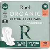 Rael Organic Cotton Cover Sanitary Pads for Women, Heavy (Overnight, 20 Ct) | Ultra Thin Period Pads with Wings, Heavy Absorbency, Unscented, Chlorine Free, Period Essentials, Feminine Care