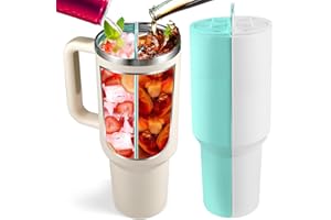 BOENIM 2-in-1 Inner Cup Tray for Stanley 40 OZ, Silicone Cup Divider for Stanley Accessory Dual-Sided Drink, Reusable Liner Tray Two Drinks in One Cup (Cream/Green)