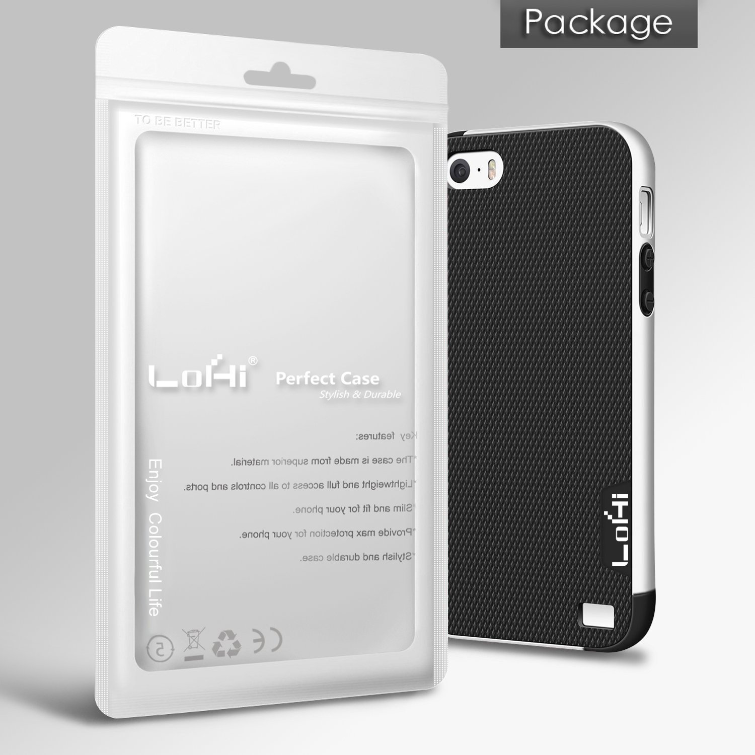 iPhone 5S Case, LoHi Apple iPhone SE Case [Dual Protection] Anti-Scratch Shockproof Bumper Case for iPhone SE 5S 5 - Black