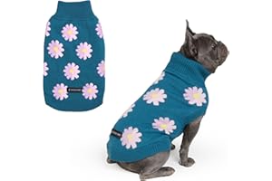Spark Paws Knit Dog Sweater – Ultra Soft Warm Winter Dog Sweater for Small, Medium & Large Dogs – Stretch Fit Pet Sweater for French Bulldog, Pitbull, Girl & Boy Dogs Jacket, (Flower,L)