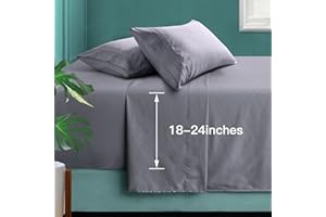 Manyshofu Extra Deep Pocket King Size Sheets - Hotel Luxury 1800 Thread Count Sheets & Pillowcases - Microfiber Bedding Set up to 24" Mattress - Grey Bed Sheets 18-24 Inch Deep Pockets - 4 Piece
