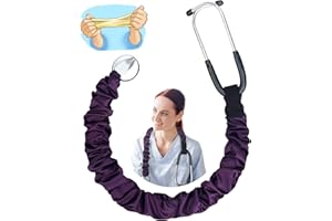 ABAMERICA Stretchy Stethoscope Cover, Universal Fit, Soft Rayon, 2" x 35" with Black Cotton Tab, Purple
