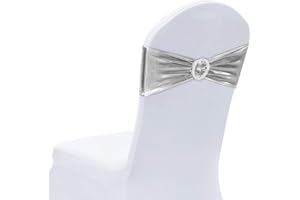 Obstal 50 PCS Spandex Stretch Chair Sashes Bows for Wedding Reception- Universal Elastic Chair Cover Bands with Buckle Slider for Banquet, Party, Hotel Event Decorations Sashes