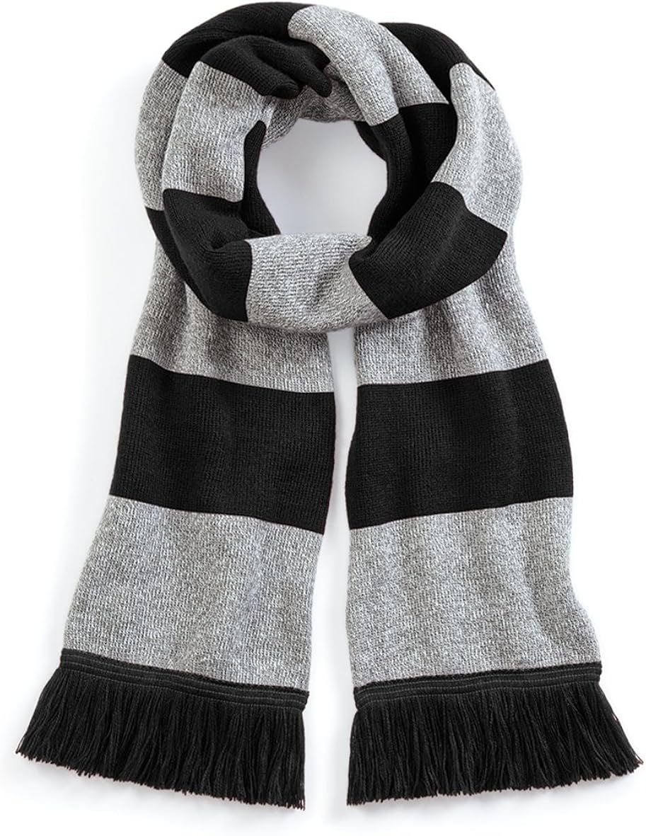 Beechfield Varsity Unisex Winter Scarf (Double Layer Knit) (One Size) (French Navy/Sky Blue): Clothing