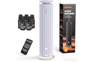 FEPPO Waterless Diffuser, Essential Oil Diffuser for Home Hotel Office – Cold Air Aroma Diffuser Starter Kit with 5×20mL Hote