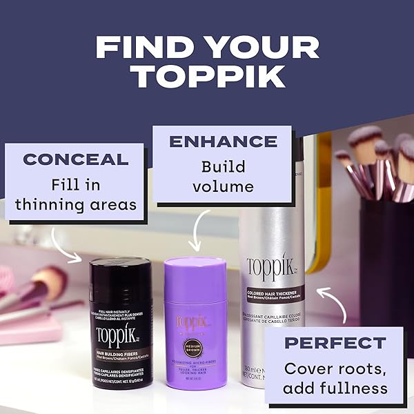 TOPPIK COLORED HAIR THICKENER, LIGHT BROWN, VOLUMIZING ROOT TOUCH UP CONCEALER HAIR COLOR SPRAY, COLORED SPRAY FOR ROOT TOUCH UP, COVER UP, HAIR THICKENING, HAIR BUILDING FIBER SPRAY, 5.1OZ SPRAY