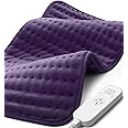 MIKRALE Electric Heating Pad for Back, Neck & Cramps Relief - Moist & Dry Heat Therapy - 6 Heat Settings, 4 Timer Options, Auto Shut-Off, Machine Washable, Ideal Christmas Gift for Men & Women,12"x24"